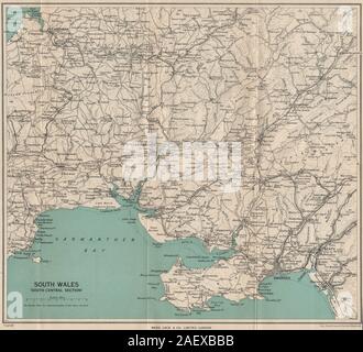 SOUTH WALES SWANSEA Neath Tenby Dyfed Cardigan Llanelli. WARD LOCK 1950 map Banque D'Images