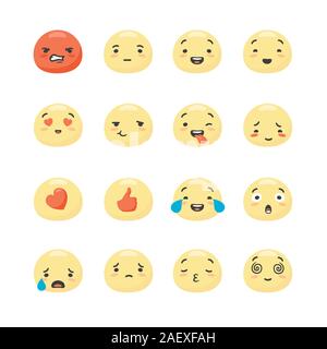 Collection de rond jaune smiley faces exprimant différentes émotions Illustration de Vecteur