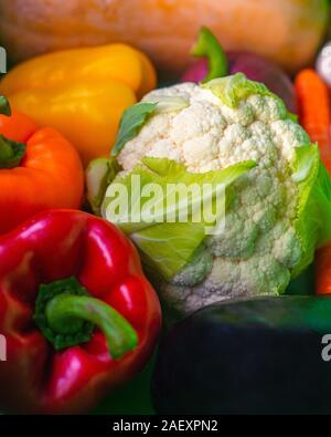 Variété de légumes Ingrédients pour un régime végétarien sain Banque D'Images