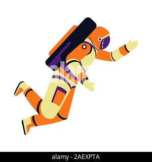 Le port flottant de l'astronaute et le casque de scaphandre spatial vue latérale Illustration de Vecteur