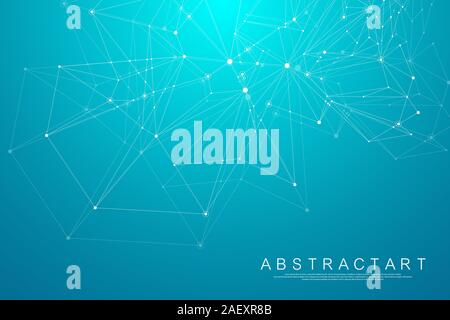 Arrière-plan scientifique Polygonal avec connexion de points et de lignes. Plexus abstrait effet géométrique. Arrière-plan de visualisation de données numériques. Vector Illustration de Vecteur