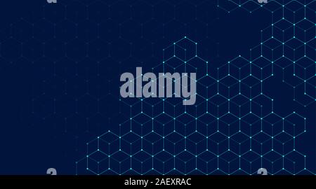 Résumé Lignes et points d'information se connecter avec hexagones. Connexion de données numériques d'hexagones et big data concept. La visualisation de données numériques Hex Illustration de Vecteur