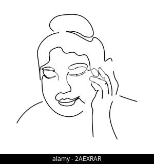 Les lignes continues croquis de woman avec sèche vers le haut Illustration de Vecteur