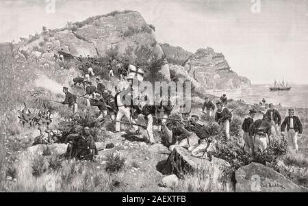 La bataille de Tres Forcas le 7 août 1856, Cape Tres Forcas, Rif côtes du Maroc Banque D'Images