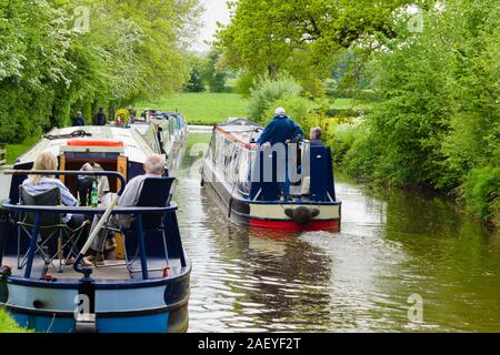 Un grand classique de la transmission des bateaux sur le canal de Llangollen dans North Shropshire Banque D'Images