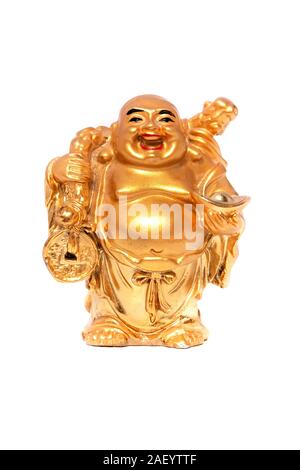 Statue de Budai Luohan aussi appelé le Laughing Buddha on a white background Banque D'Images