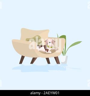 Funny chien beagle sitting in armchair sketch vector illustration Illustration de Vecteur