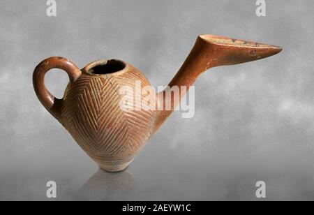 L'Âge de Bronze du côté anatolien terracotta pitcher fluidisé avec giclage avec extrémité en forme de loi - 19e au 17e siècle avant J.-C. - Kültepe Kanesh - Musée d'Anatolian Civilizati Banque D'Images