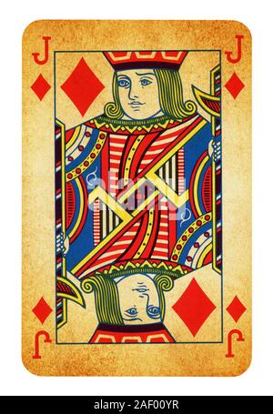 Valet de carreau Vintage playing card isolé sur blanc (chemin inclus) Banque D'Images