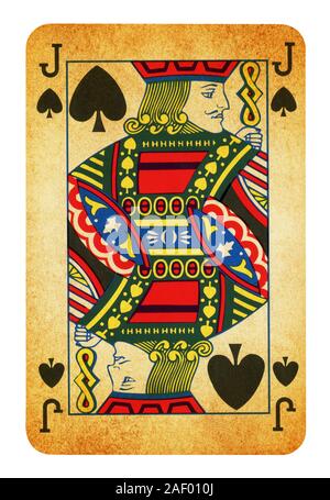 Valet de Pique Vintage playing card - isolated on white (chemin inclus) Banque D'Images