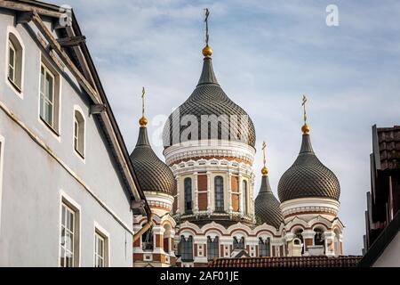 Matin Vue sur la cathédrale Alexandre Nevsky. Célèbre Cathédrale Orthodoxe est le plus grand et le plus grandiose de Tallinn Coupole Cathédrale Orthodoxe. Historique populaire. U Banque D'Images