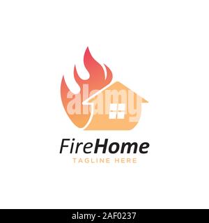 Chambre avec cheminée design logo modèle vectoriel Illustration de Vecteur