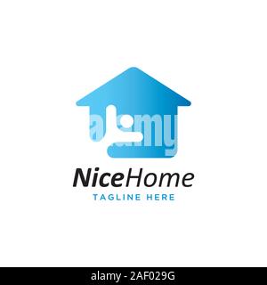 L'humain et l'house logo design modèle vectoriel Illustration de Vecteur