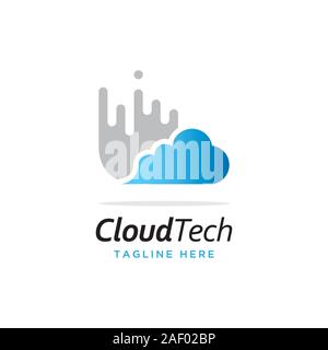 La technologie Cloud logo design modèle vectoriel Illustration de Vecteur