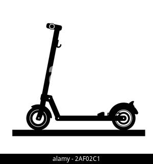 Silhouette d'un scooter électrique moderne isolé sur fond blanc Illustration de Vecteur