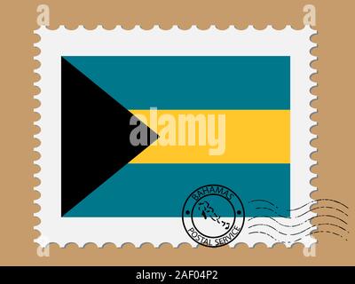 Drapeau des îles Bahamas avec timbre de poste illustration vectorielle EPS 10 Illustration de Vecteur