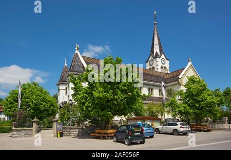 La Suisse, Canton de Fribourg, Plaffeien, Maria Geburt église paroissiale catholique, toute la ville est un site du patrimoine Suisse Banque D'Images