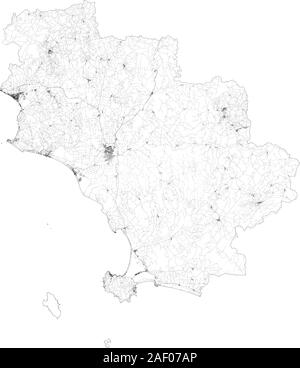 Carte Satellite de la province de Grosseto, villes et routes, bâtiments et routes des environs. La toscane, italie. La carte des routes, des rocades Illustration de Vecteur