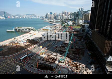 Travaux en cours à la gare routière de Wanchai et à la jetée de Wanchai Ferry, île de Hong Kong, Chine, Asie du Sud-est Banque D'Images