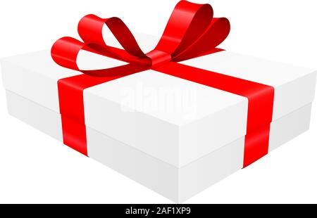 Boîte-cadeau décoré avec du ruban rouge brillant Illustration de Vecteur