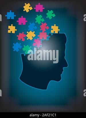 Concept de puzzle cerveau.vecteur Illustration de Vecteur