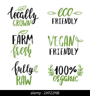 Ensemble de lettres à la main des signes de l'alimentation Illustration de Vecteur