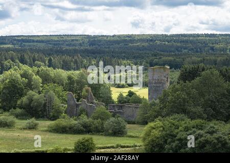 Morbach, 21. Juni 2019. Blick auf die Ruine der Burg Baldenau dans Morbach, der einzigen Wasserburg im Hunsrueck, Rheinland-Pfalz, die um das Jahr 1320 vom Balduin von Luxemburg, Kurfuerst Erzbischof von Trier erbaut und wurde. Dans le monde d'utilisation | Banque D'Images