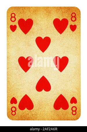 Huit de coeur Vintage playing card - isolated on white (chemin inclus) Banque D'Images