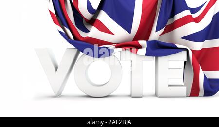 Du concept. Voter mot couvert dans british union jack flag. 3D Render Banque D'Images