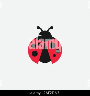Lady bug vector icône, Lady bug logo design, l'icône mignon, simple, petite icône icône logo rouge, lady bug signe, cute coccinelle colorée Illustration de Vecteur