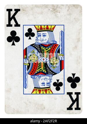 King of Clubs Vintage playing card - isolated on white (chemin inclus) Banque D'Images