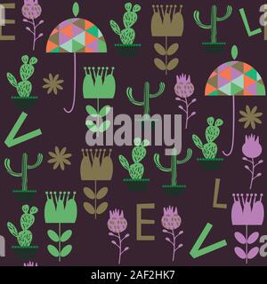 Motif sans couture de vecteur de cactus abstrait. Il se trouve dans le menu nuance. Illustration de Vecteur