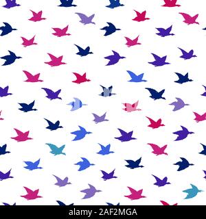 Oiseaux colorés moderne japonais. Impression de la grue Modèle sans couture avec de simples silhouettes Oiseaux aux tissus d'impression textile, de conception d'écran, des toiles. Battant hirondelles élégant Illustration de Vecteur