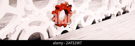 Pignons leader rouge concept panoramique. Le rendu 3D Banque D'Images