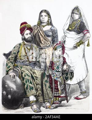 Costume national, des vêtements, de l'histoire des costumes, le prince et femme de l'Radschputana states, hindoue, Asiatique, Ostindien, en 1885, Volkstracht, Kleidung, Geschichte der Kostüme, Fürst und Frau aus den Radschputana Hindufrau Asiaten, Espagne, 1885 Banque D'Images