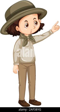 Fille en uniforme marron sur fond blanc illustration Illustration de Vecteur