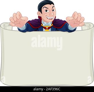 Halloween vampire Dracula caricature allez signer Illustration de Vecteur