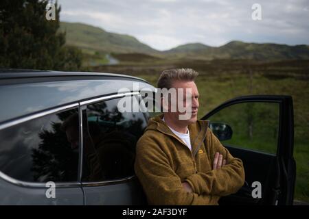 Présentatrice TV Chris Packham, photographiée à l'Strathbraan raven cull, dans Amulree, Ecosse, le 7 juin 2019. Banque D'Images
