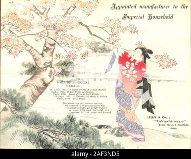 Dépliant publicitaire japonais pour les soies, broderies & Kimonos de Iida & Co., Takashimaya, Tokyo, Japon, vers 1890 Banque D'Images