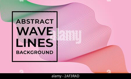 Beau Résumé vague ligne fond abstrait, modèle de conception Design mélange vecteur, Orange Rose Vert nuances colorées, Onde sonore, EPS 10 Illustration de Vecteur