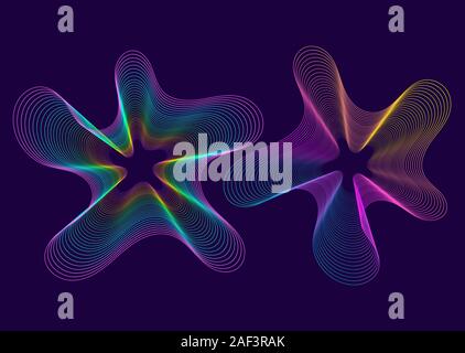 Modèle Abstrait sinueux, gradient de ligne. Mélange ondulée Background illustration. La technologie de conception moderne minime Magazine. 3D Star Musique, Sport d'égalisation. Banque D'Images