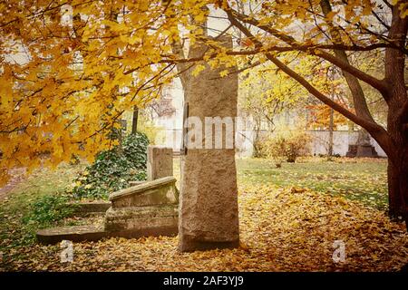 Munich, en vue de l'automne avec de belles couleurs d'Alter Nordfriedhof (ancien cimetière nord), un cimetière public maintenant rejeter parc et espace vert pour fossilifères Banque D'Images