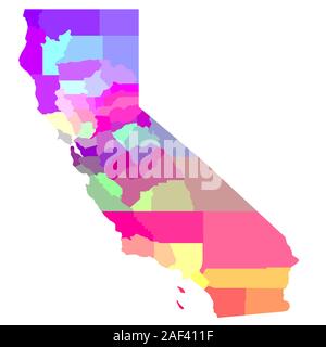 Carte colorée de Californie Banque D'Images