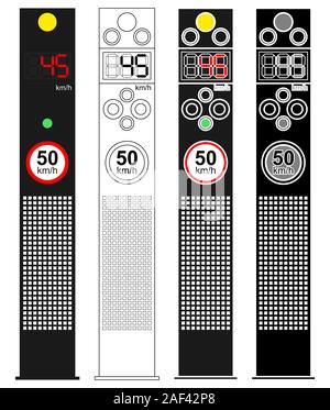 Couleur de l'appareil photo à vitesse fixe et contours2 Illustration de Vecteur