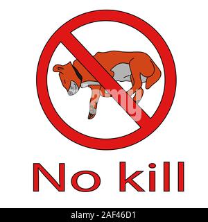 Chien mort sur l'affiche pour la Journée mondiale des animaux. Pas de tuer d'illustration vectorielle stock isolé. Illustration de Vecteur