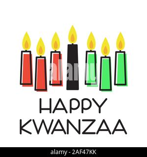 Heureux Kwanzaa. Vector illustration couleur traditionnel avec des bougies. Illustration de Vecteur