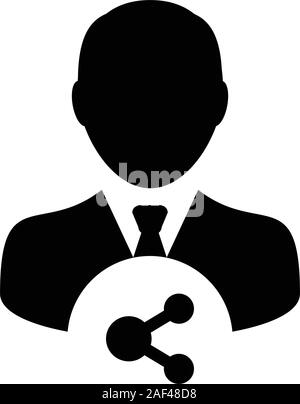 L'icône avec le symbole mâle partager vector profil avatar dans un glyphe illustration pictogramme Illustration de Vecteur
