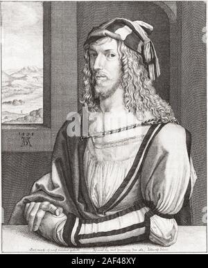 Albrecht Dürer, 1471 - 1528. Peintre, graveur et théoricien. Wenceslaus Hollar après gravure de Dürer's self portrait. Banque D'Images