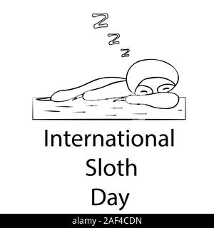 Sloth dormir sur un arbre. international sloth jour 20 octobre. contour stock vector illustration Illustration de Vecteur