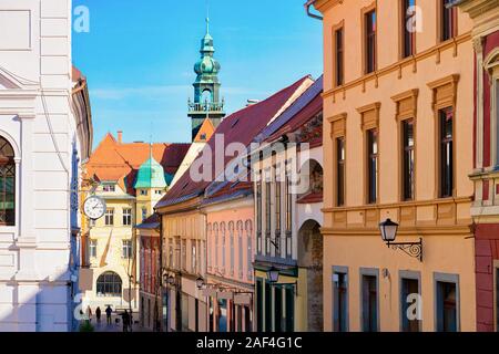 Rue à Ljubljana vieille ville avec l'hôtel de ville en Slovénie Banque D'Images